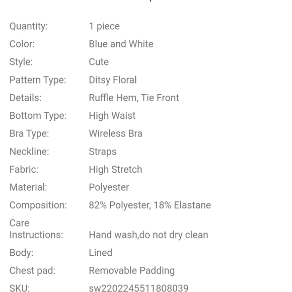 Blue floral One-piece - Picture 4 of 4